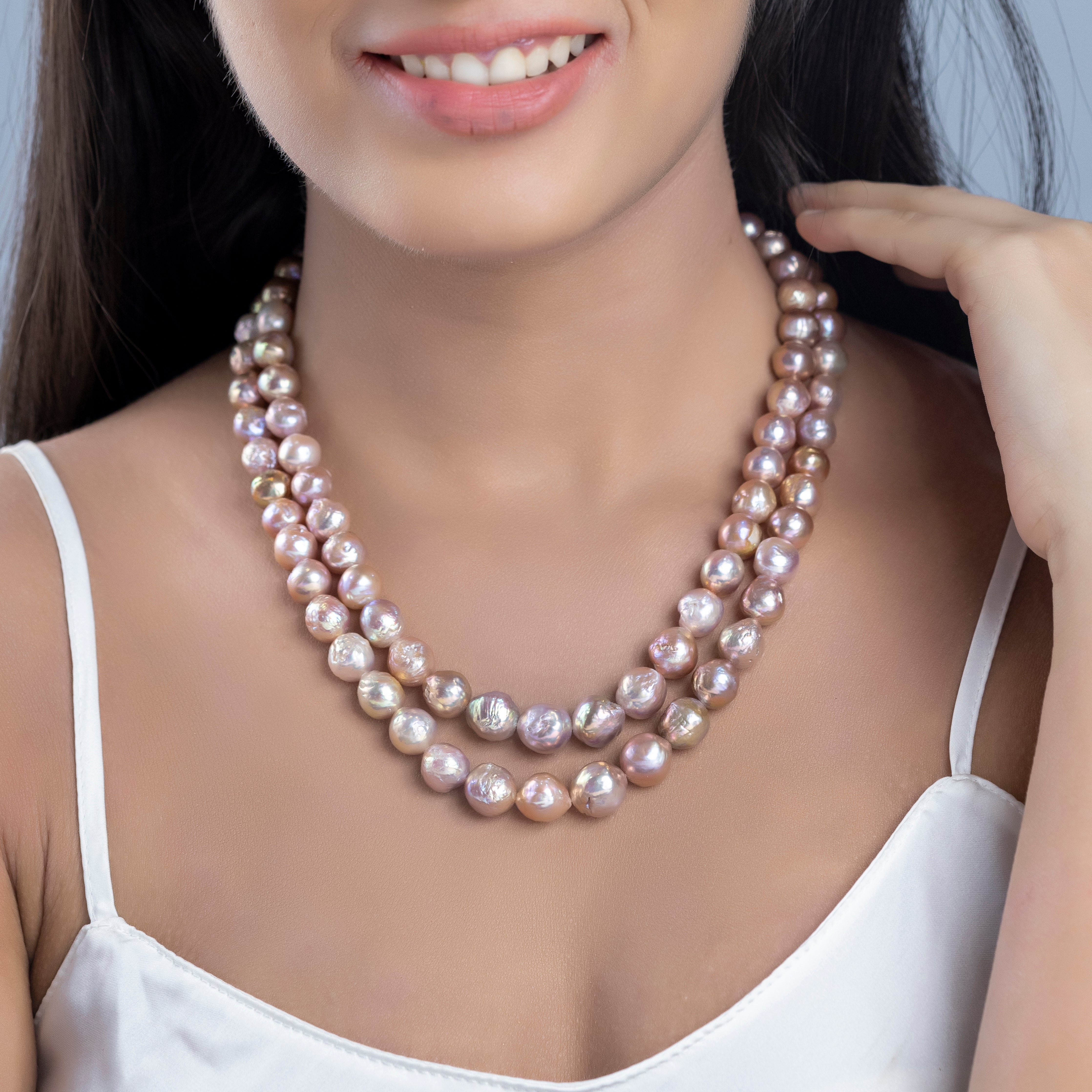 Two line online pearl necklace