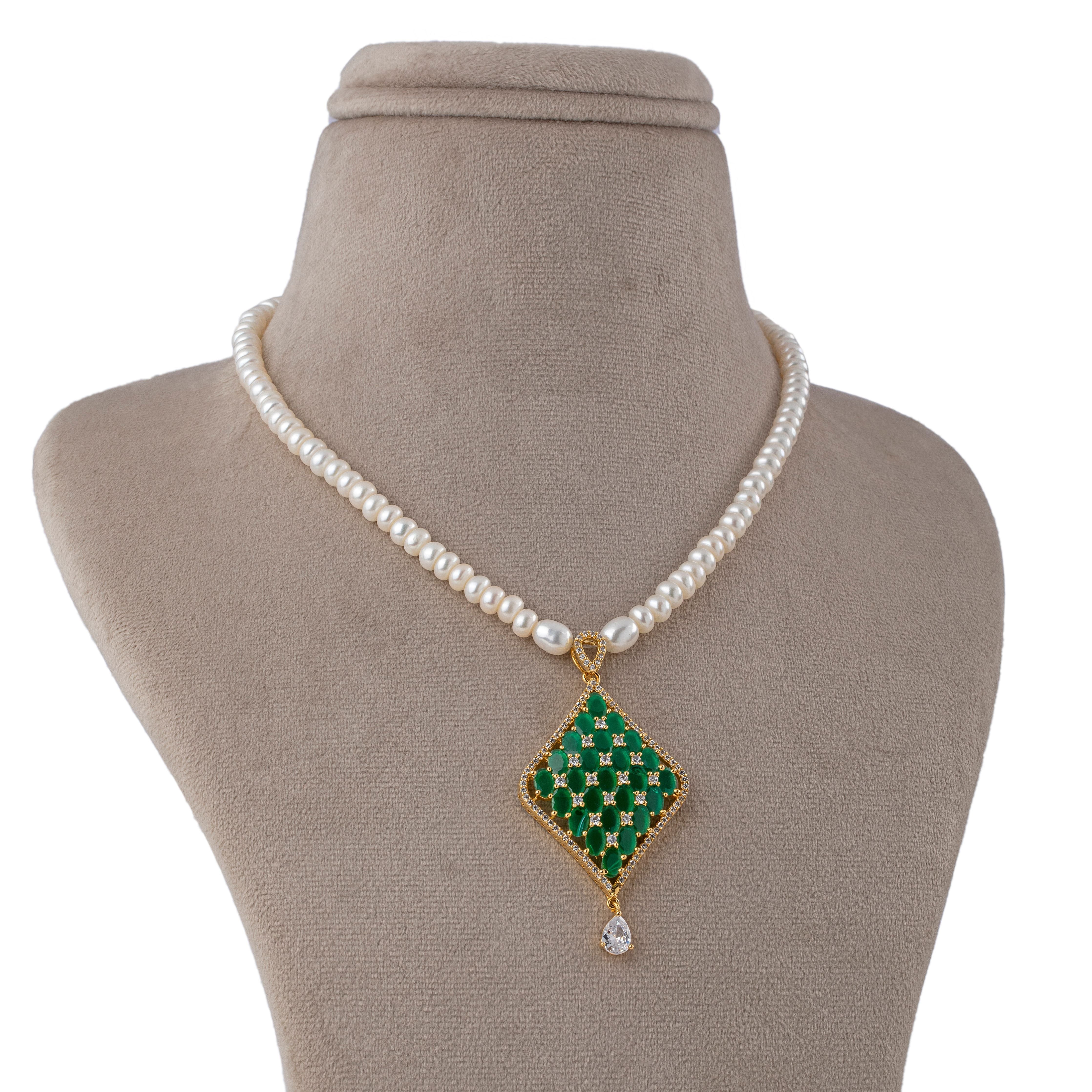 Green and White Pearl Jewelry