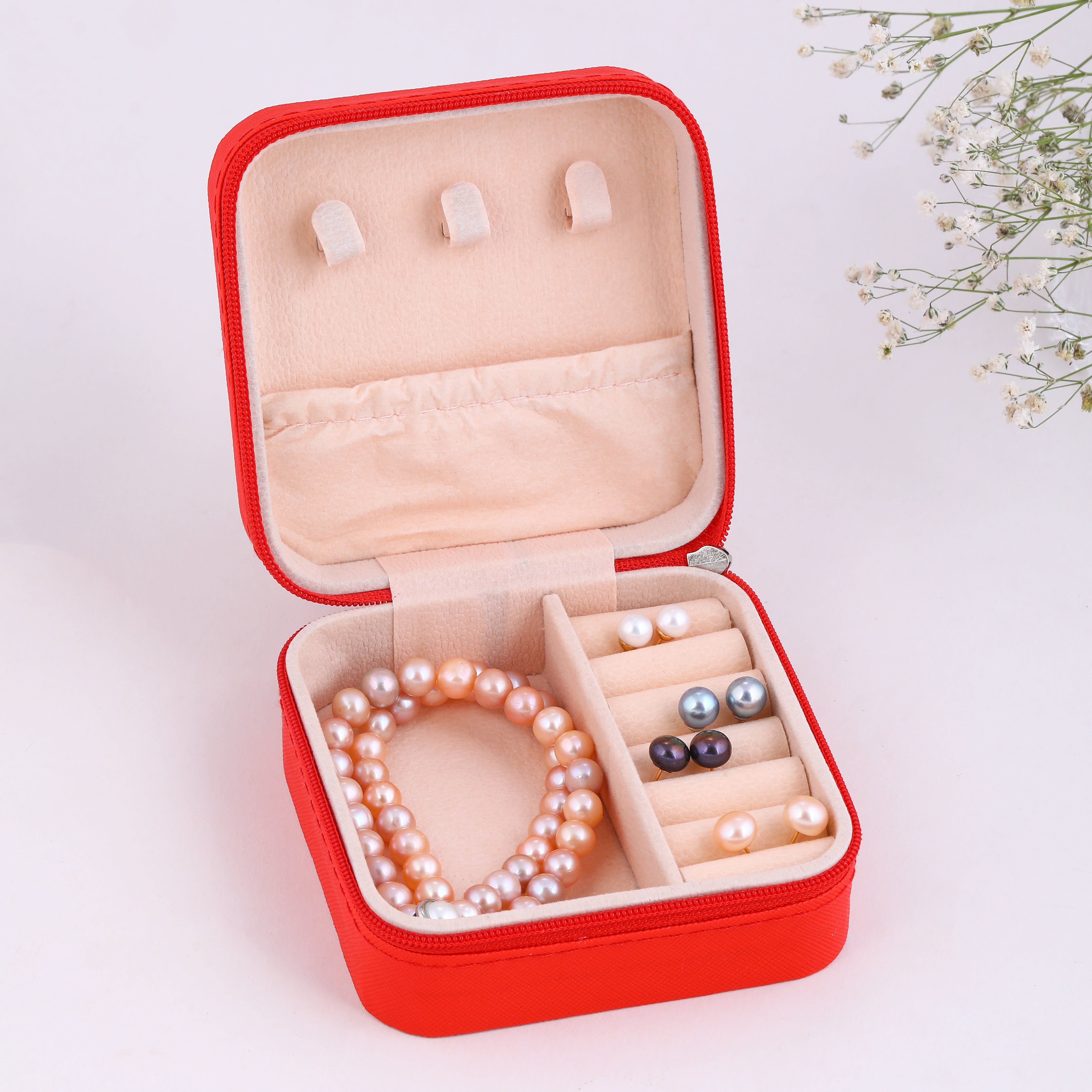 Peachy Pearl Cascade Bracelet & Set of 4 Pearl Studs