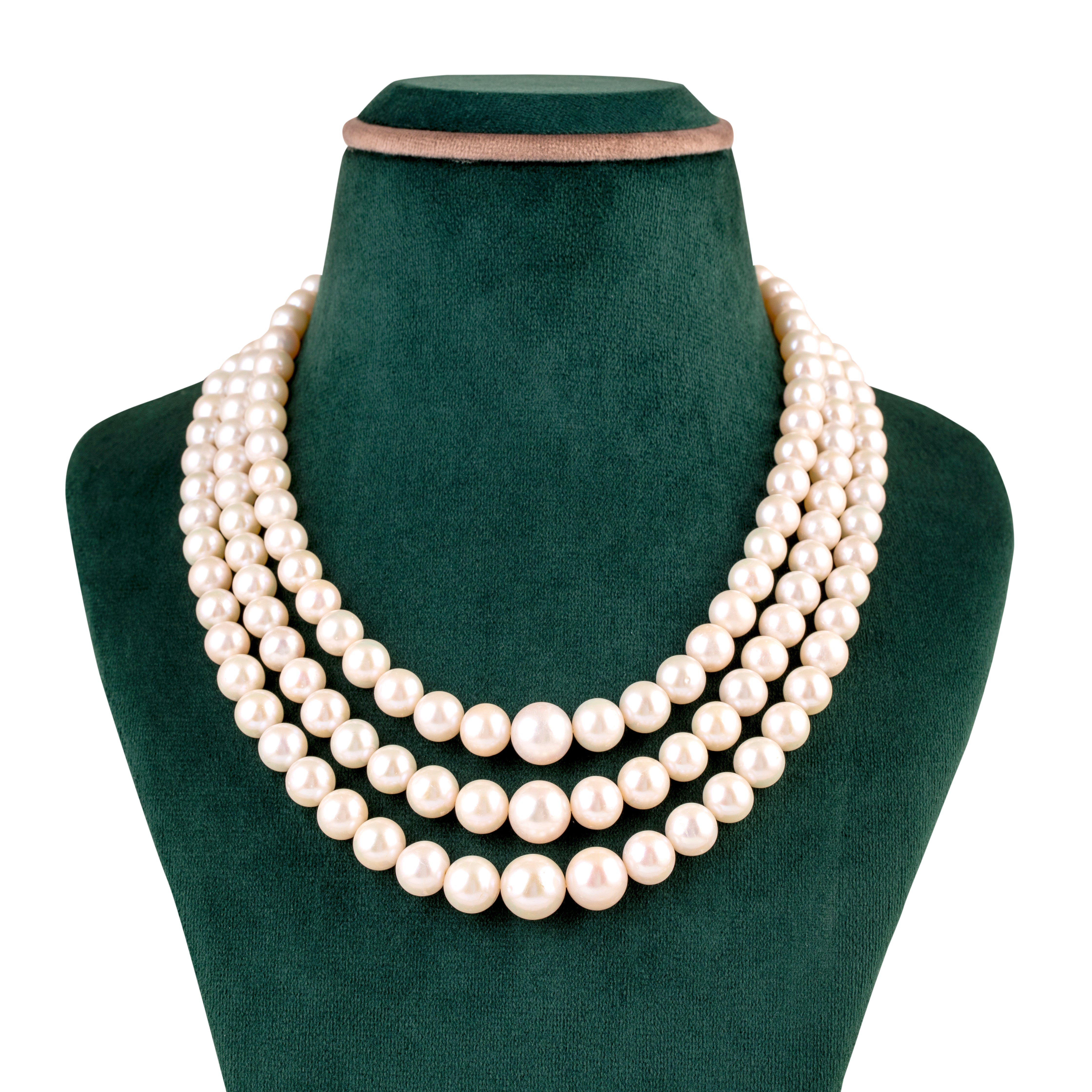 Triple Strand White Freshwater Pearl Necklace - Pearls of Joy