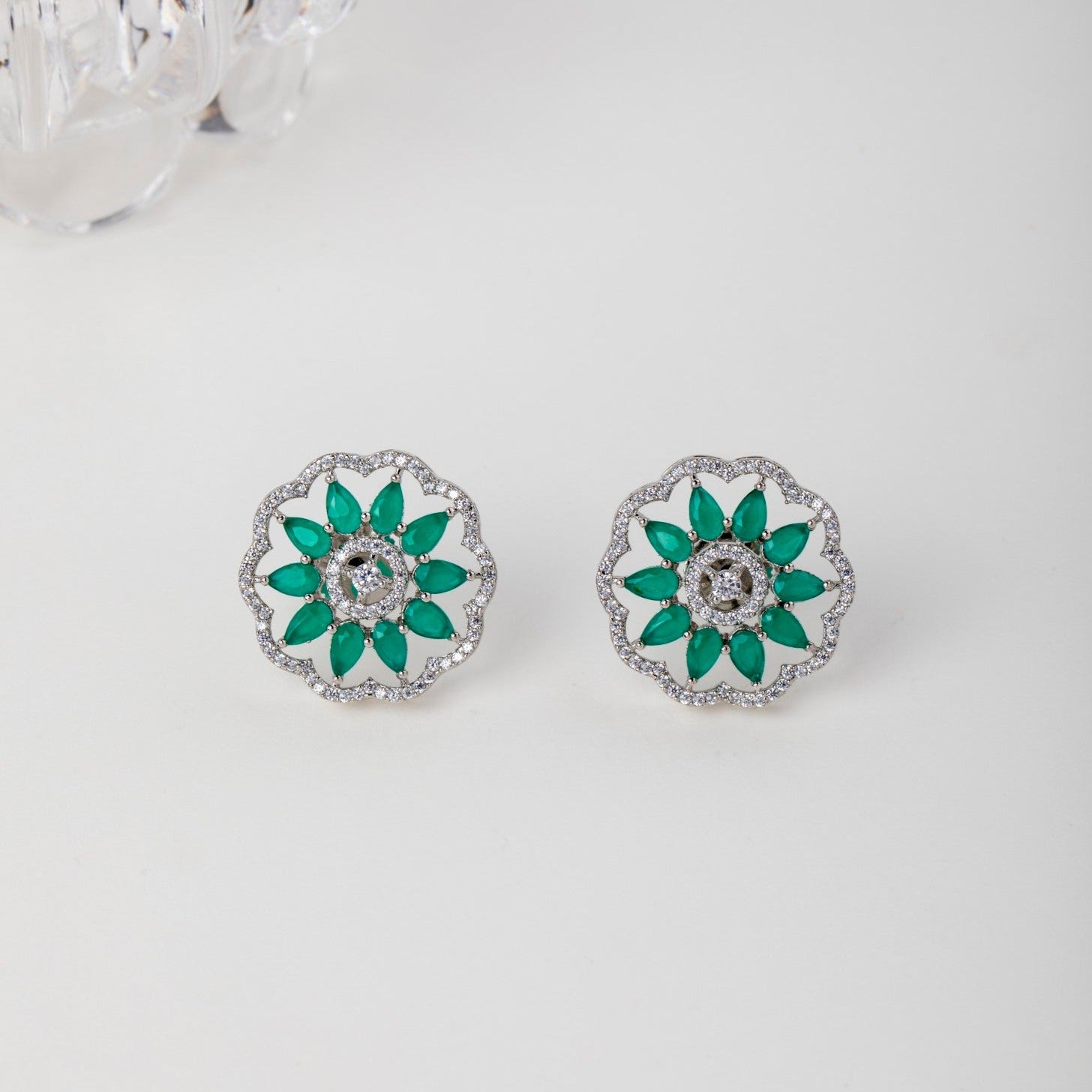 Floral Green Earring Set