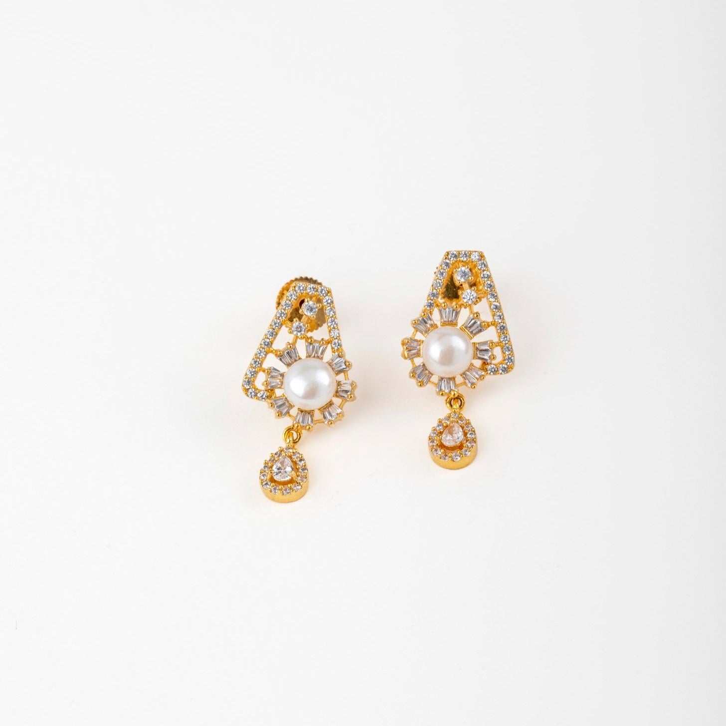 Golden Pearl Earring Set