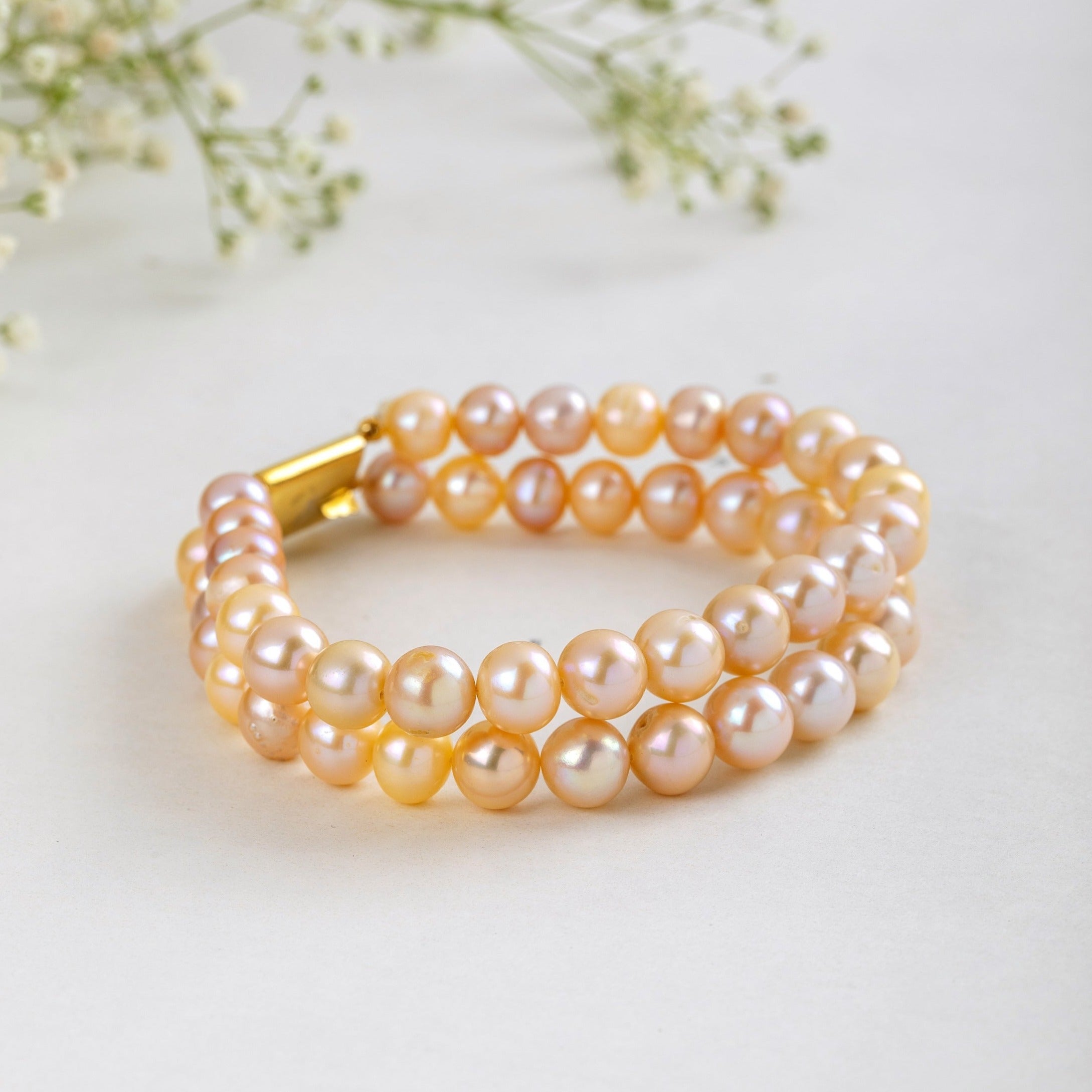 Whispering Pink and Peach Gemstone Bangle