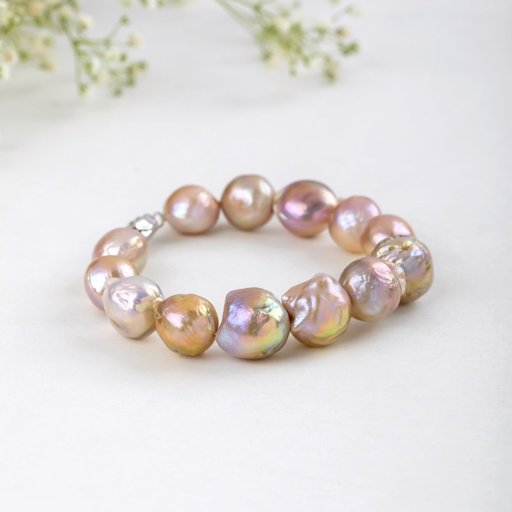 Blush pink and gold wedding bracelet, Freshwater pearl blush bracelet, Gold blush pearl wedding top bracelet