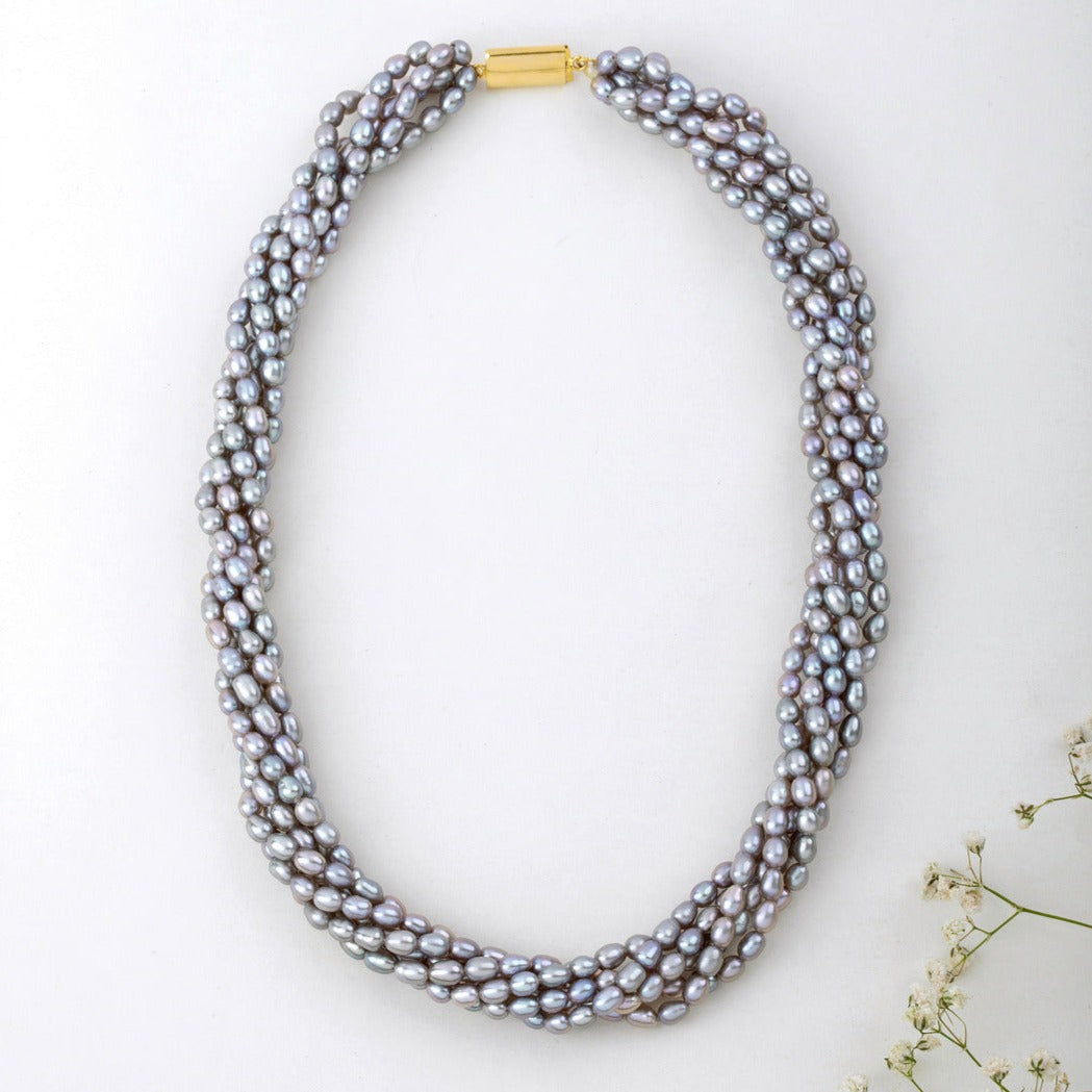 Freshwater 6-Line Twisted Pearl Necklace