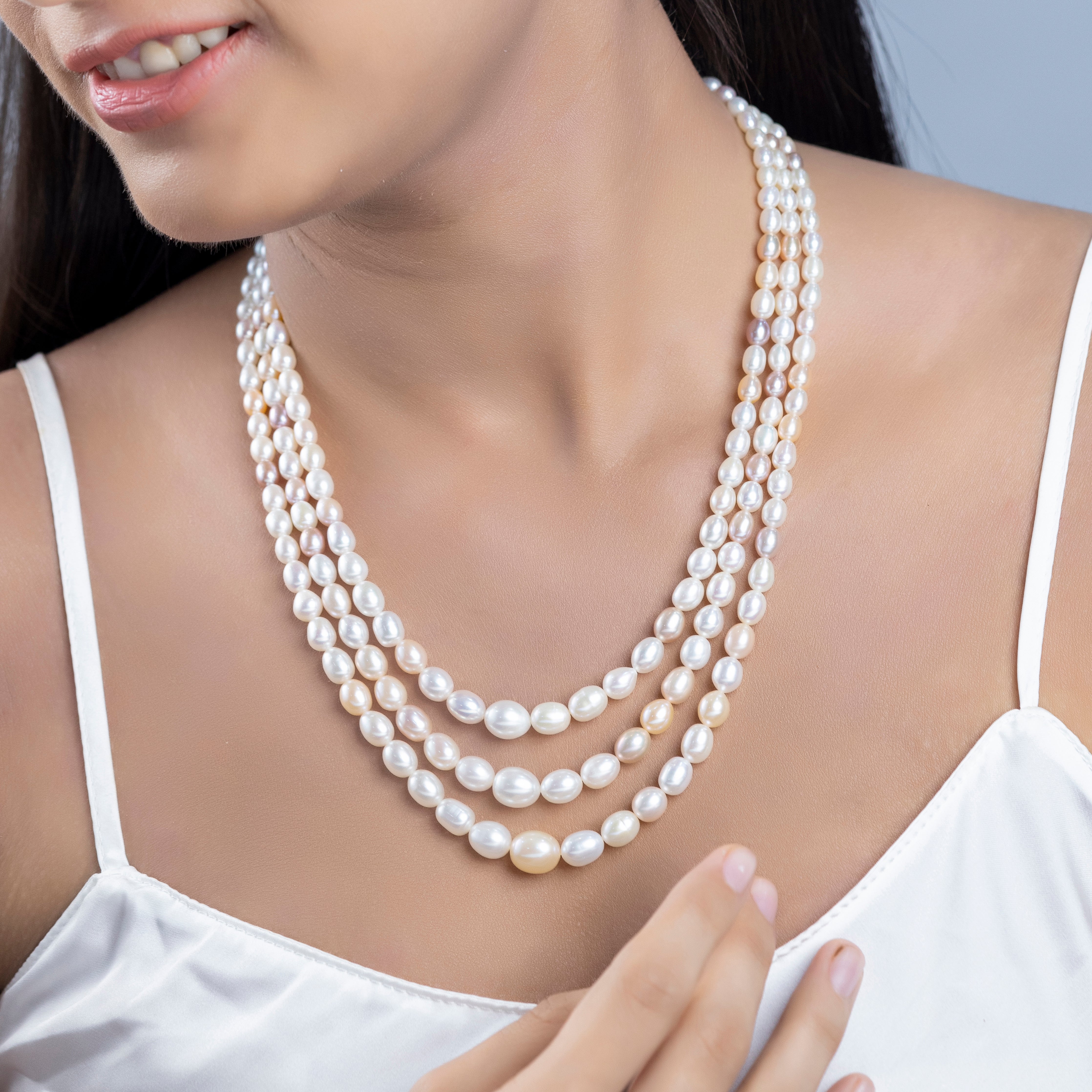 Freshwater Multicolor Lust 3-Line Baroque Pearl Necklace