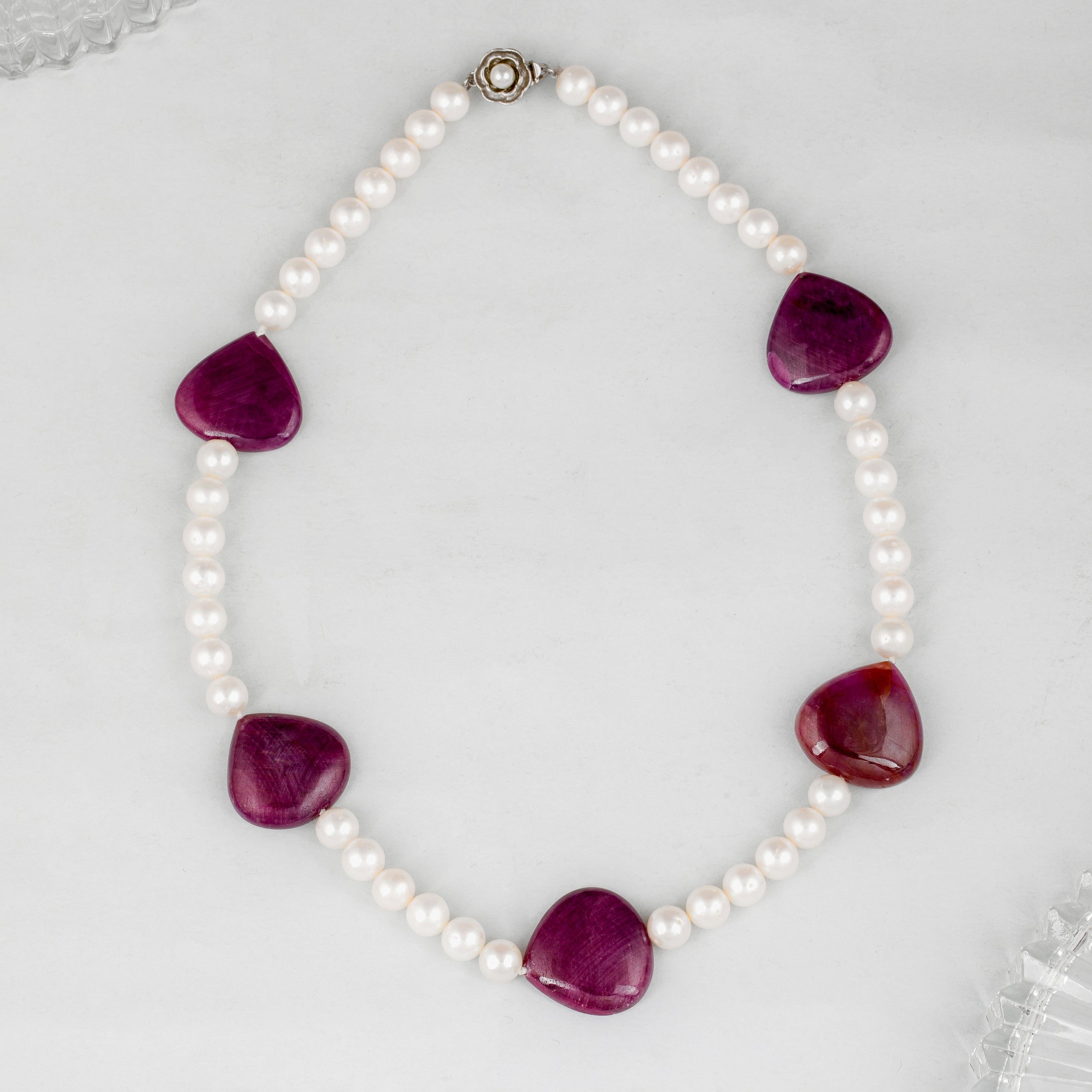 Pearl and Ruby Fusion Necklace