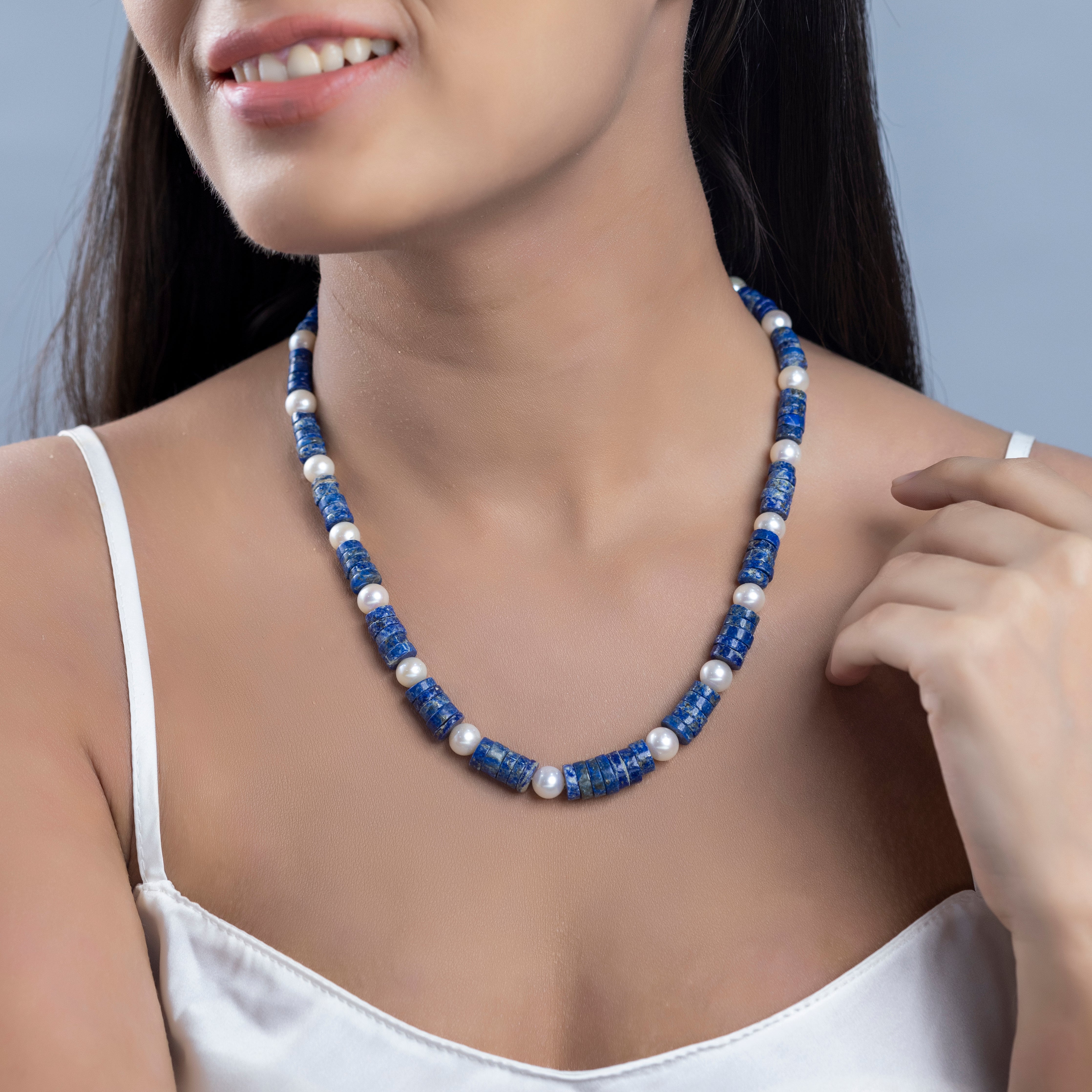 Lapis Lazuli and Freshwater Pearl Necklace