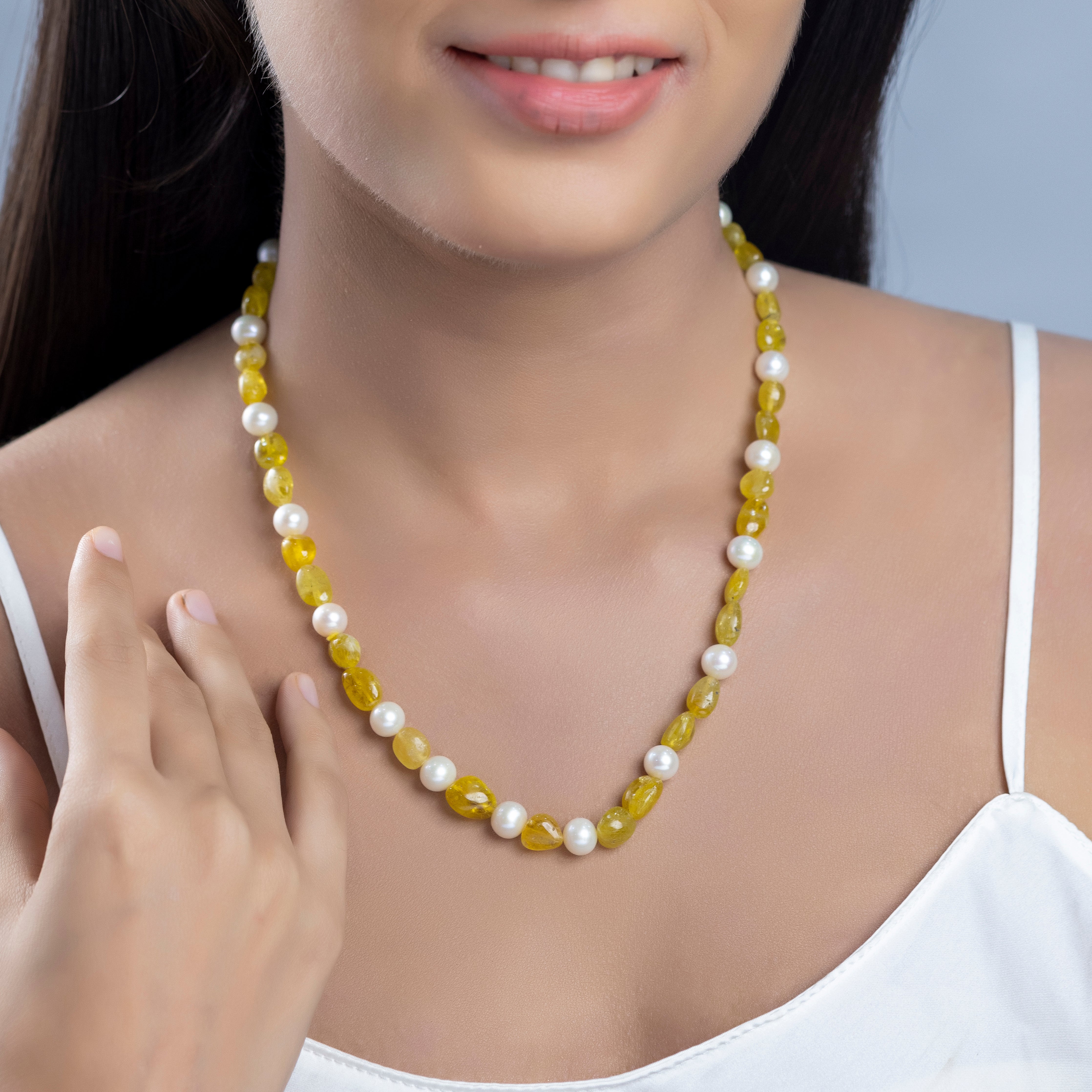 Sunshine Beads and Freshwater Pearl Necklace