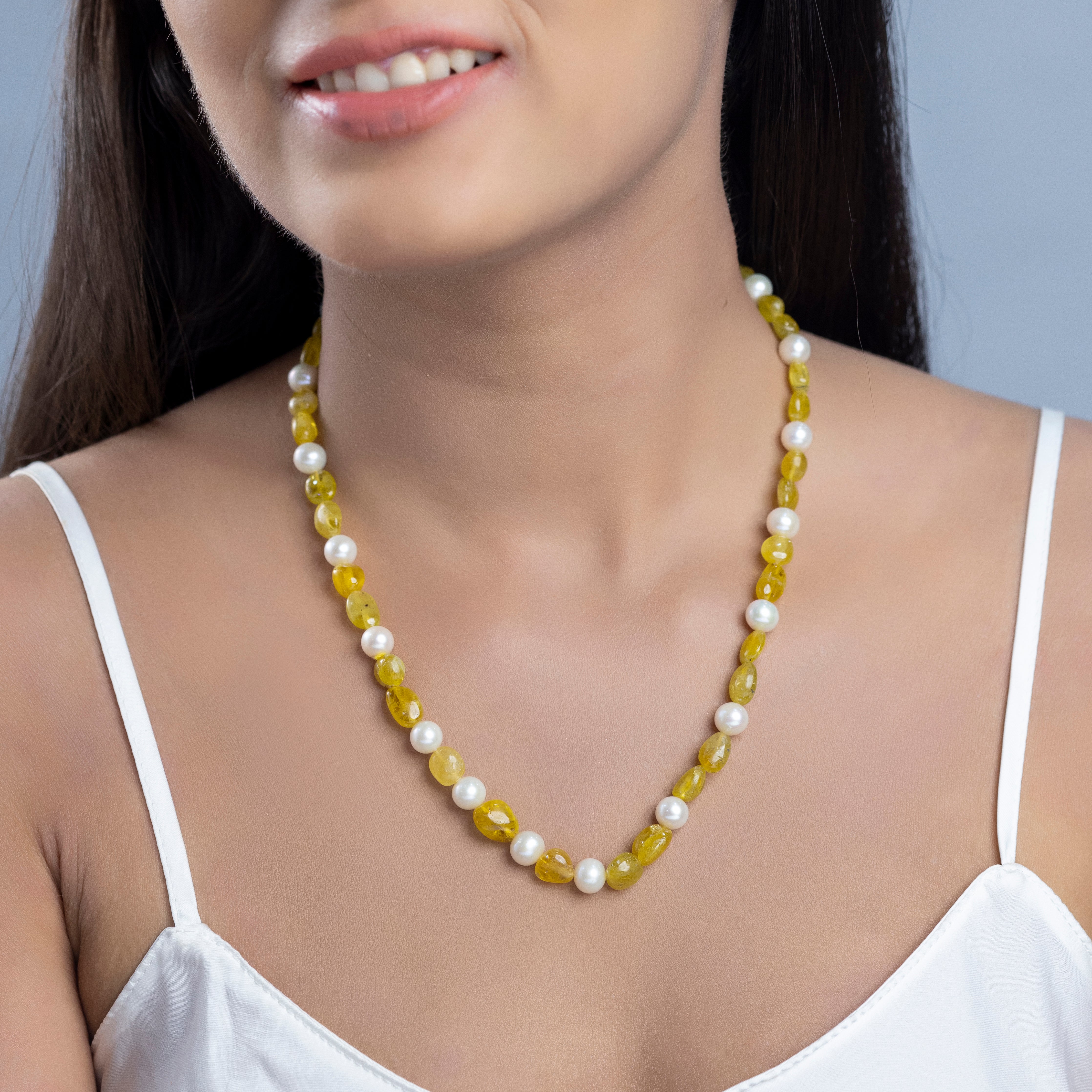 Sunshine Beads and Freshwater Pearl Necklace