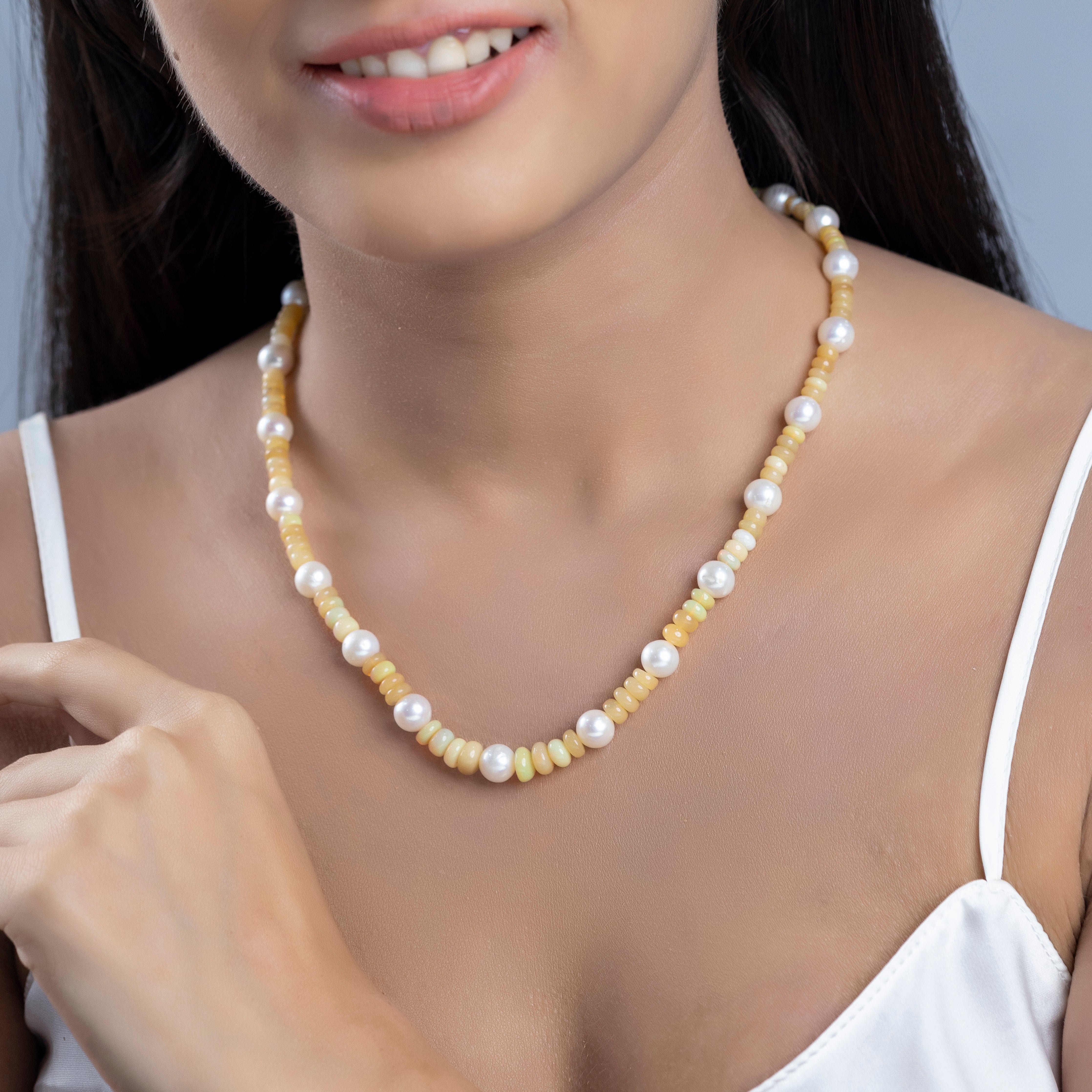 White & Yellow Freshwater Pearl Necklace