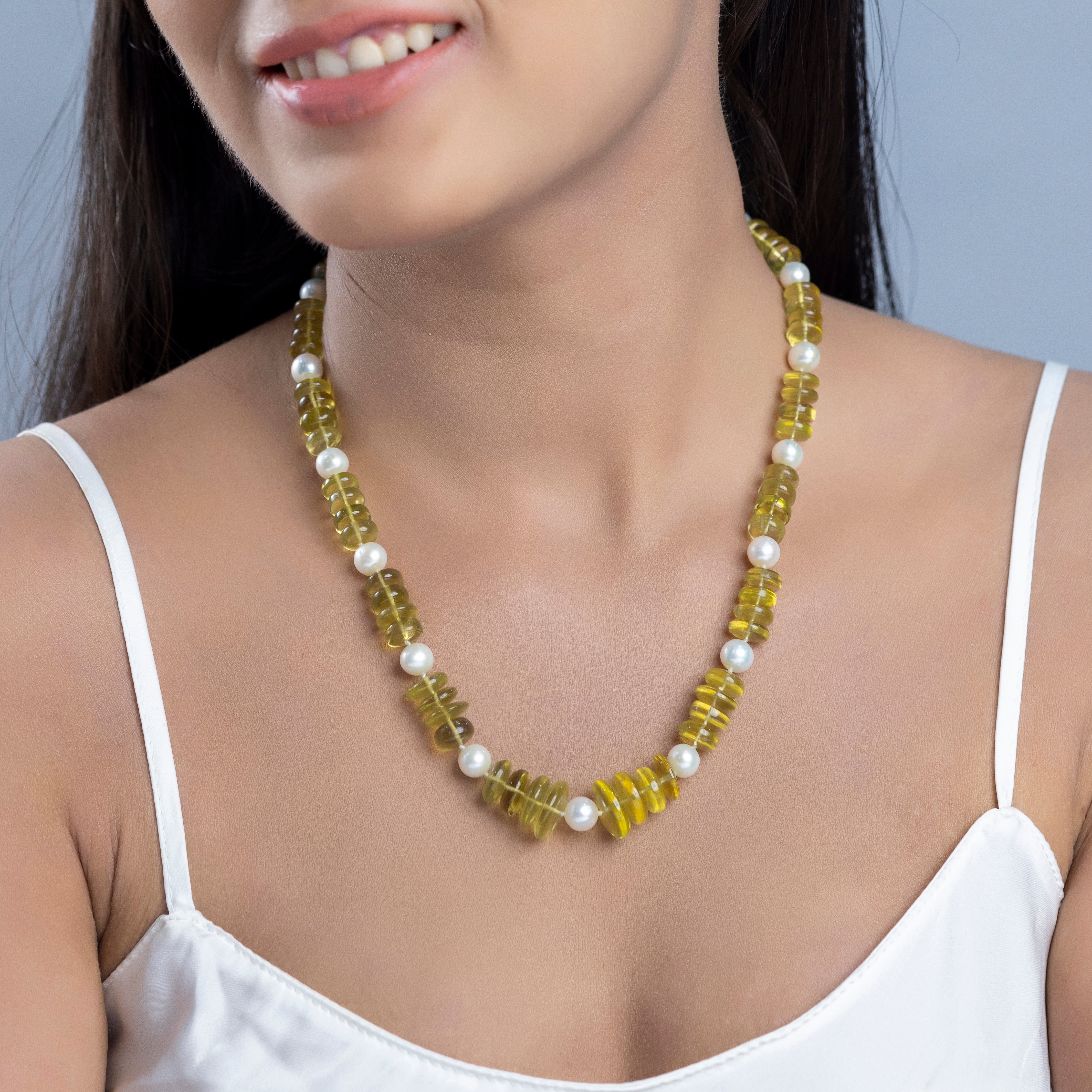 Lemon Freshwater Round Pearl Necklace