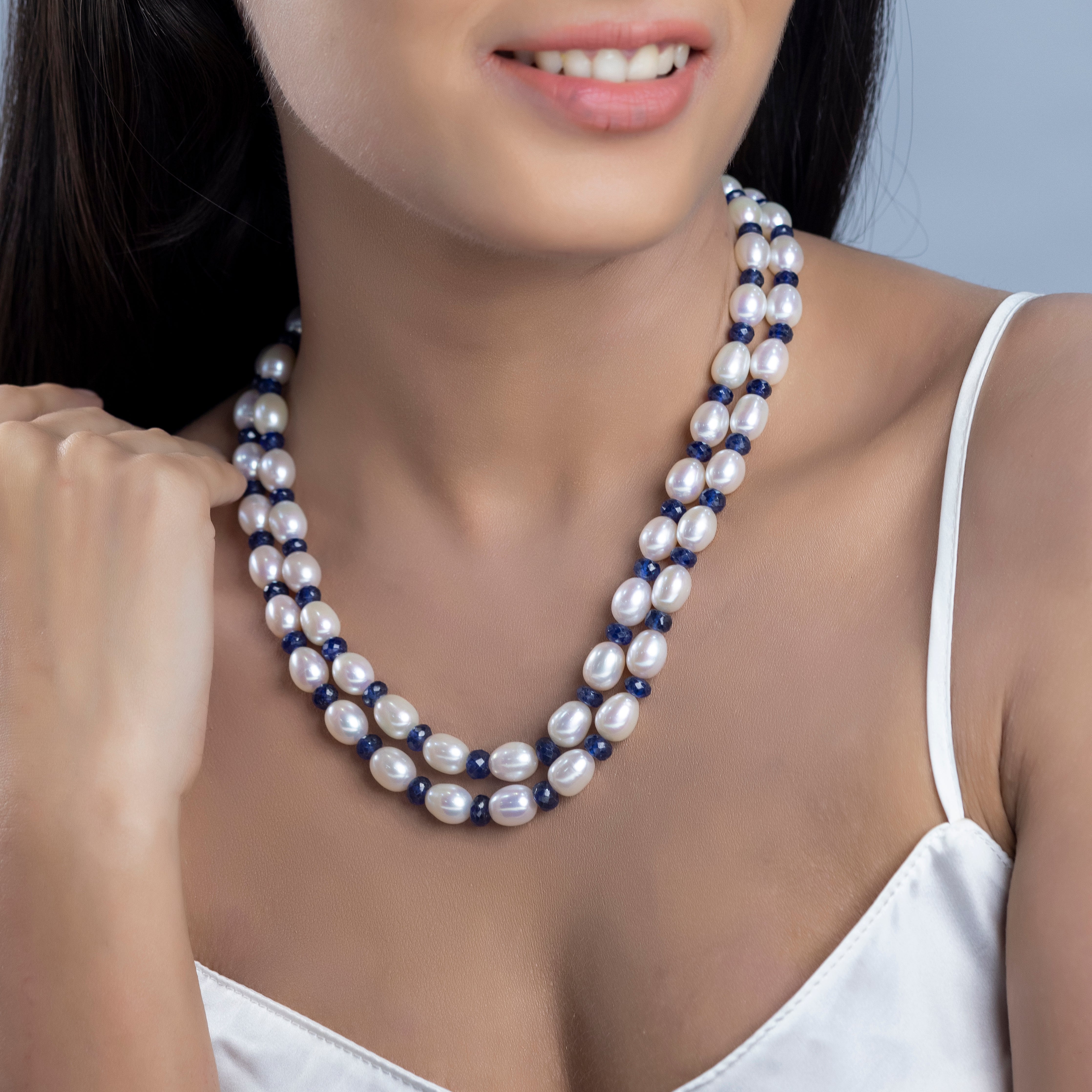 Sapphire Seascape Freshwater Pearl Necklace