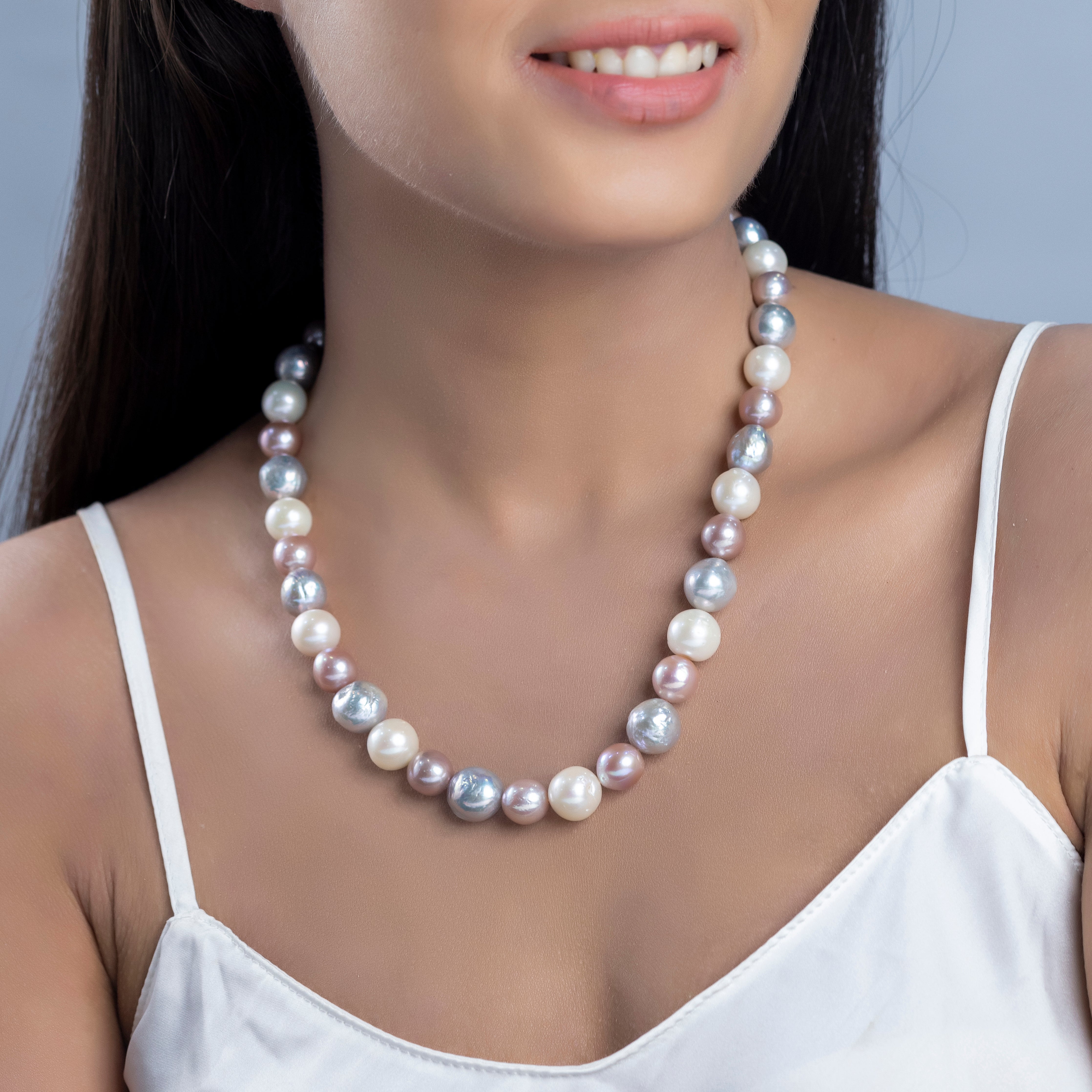 Baroque Tricolor Freshwater Pearl Necklace 