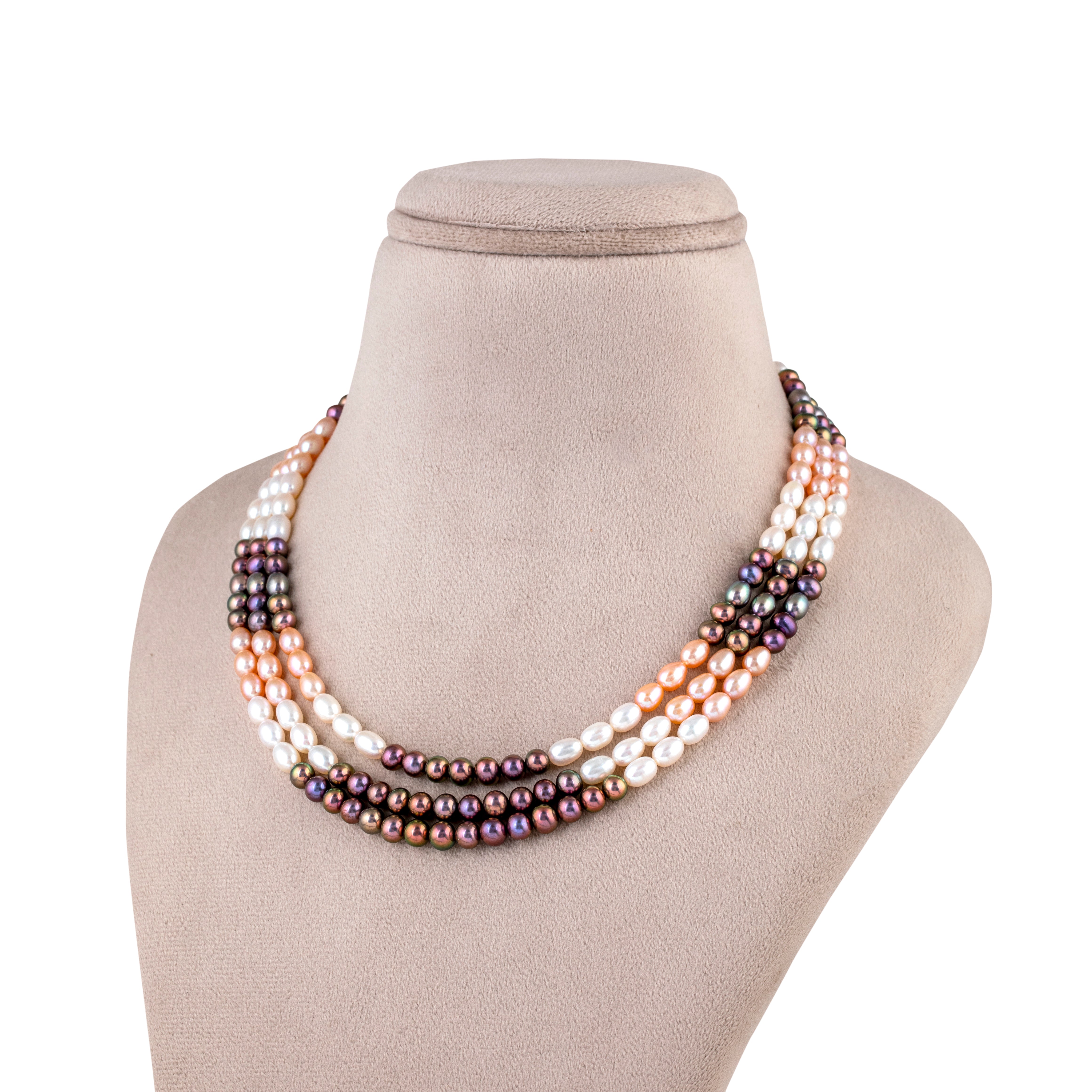 Multicolor Oval Freshwater Pearl Necklace