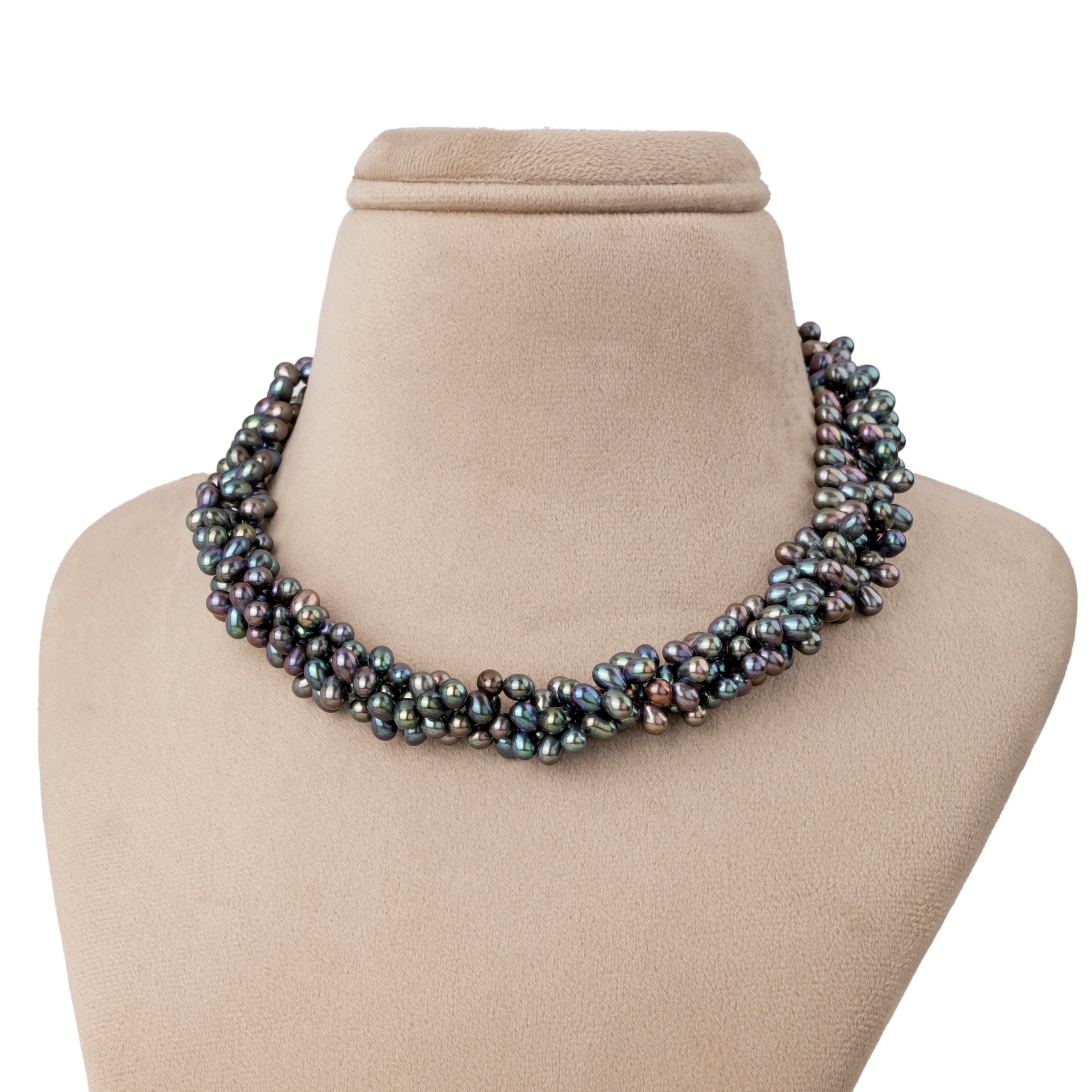 Freshwater twisted 3 LINE Pearl Necklace