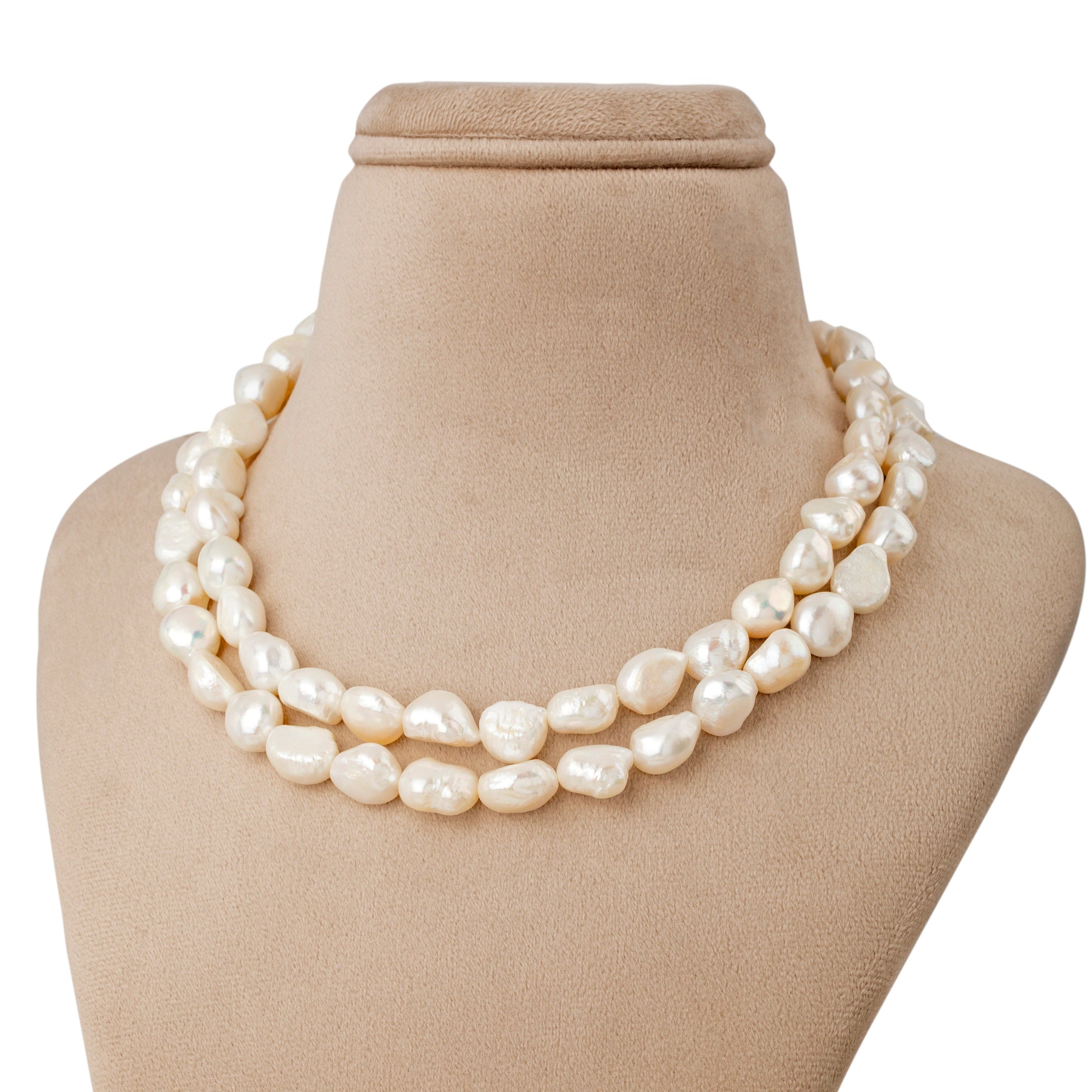 White with Gold Accents Freshwater Pearl Necklace - Made in Hawaii