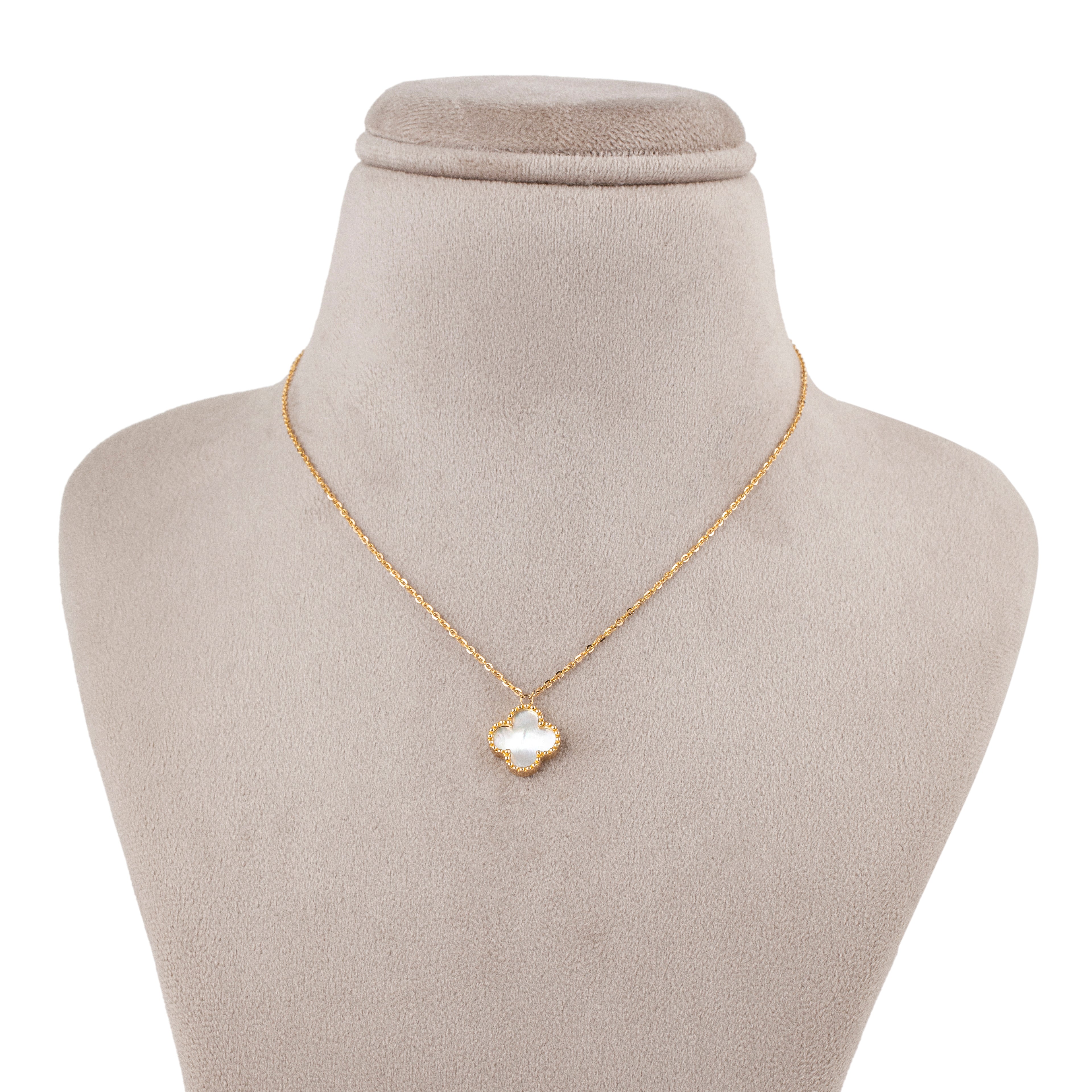 Pearly Bud Yellow Gold Necklace