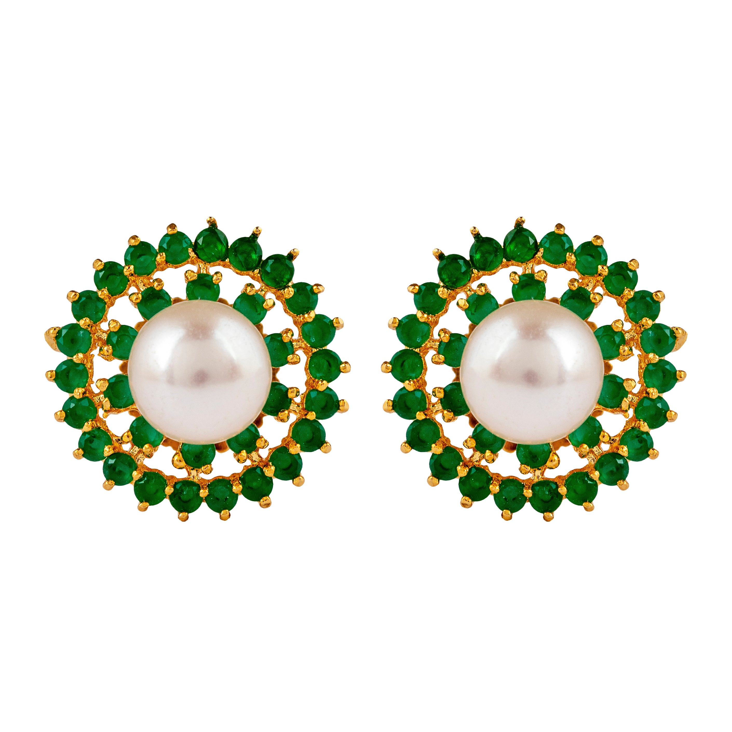 Mint Pearls Stud Earrings