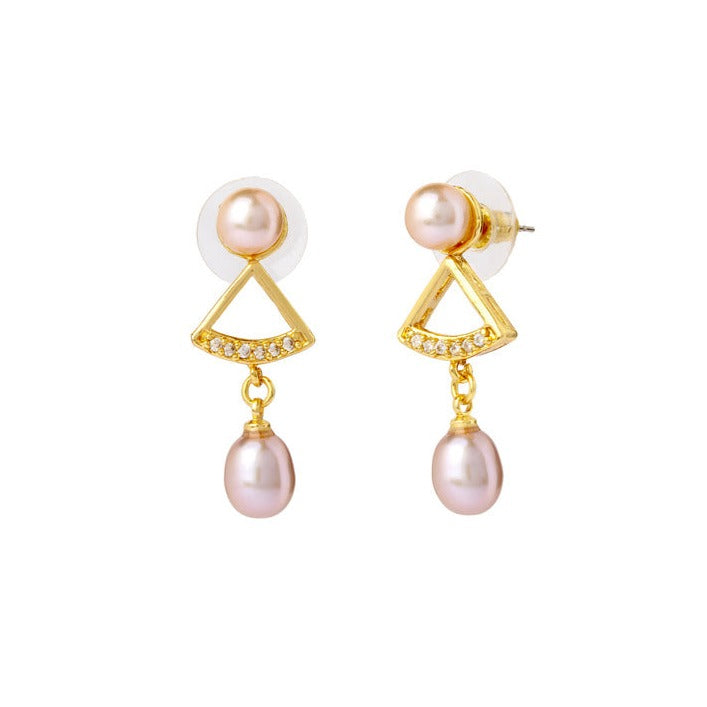 Pink Dewdrop Pearl Earrings