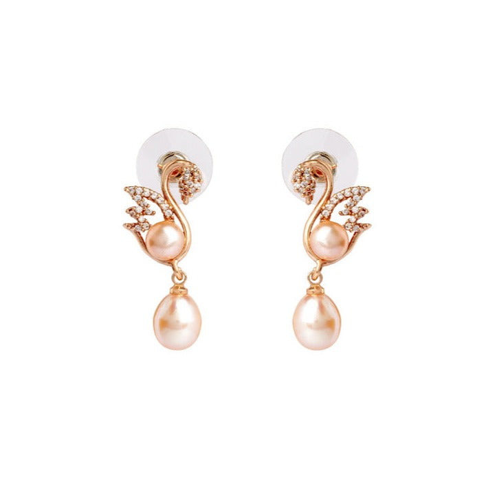  Majestic Swan Pearl Drop Earrings