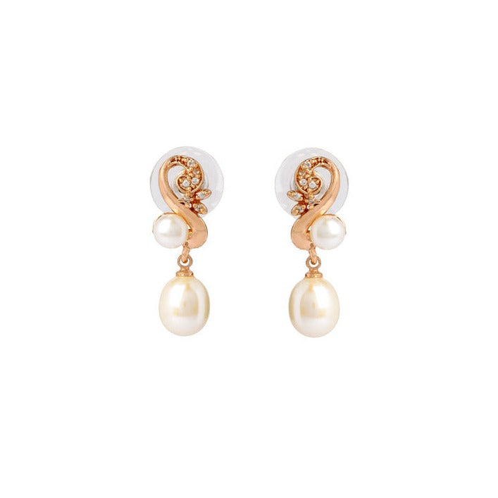 Graceful Plunge Pearl Earrings