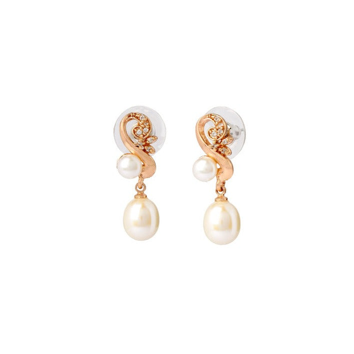 Graceful Plunge Pearl Earrings