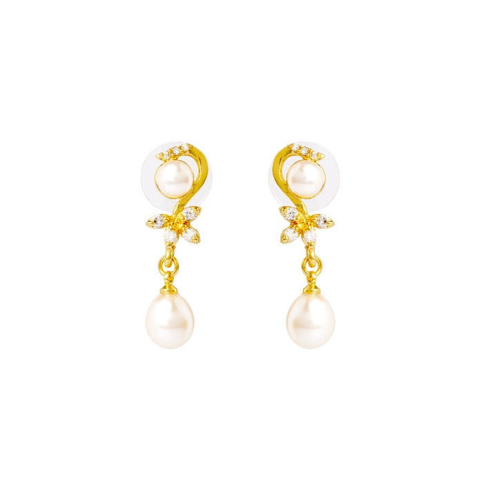 Gold Dewdrop Dawn Pearl Earrings