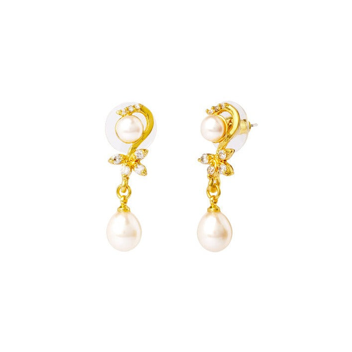 Gold Dewdrop Dawn Pearl Earrings