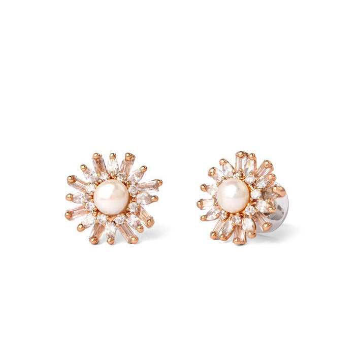 Pearl and Cubic Zirconia Stud Earrings