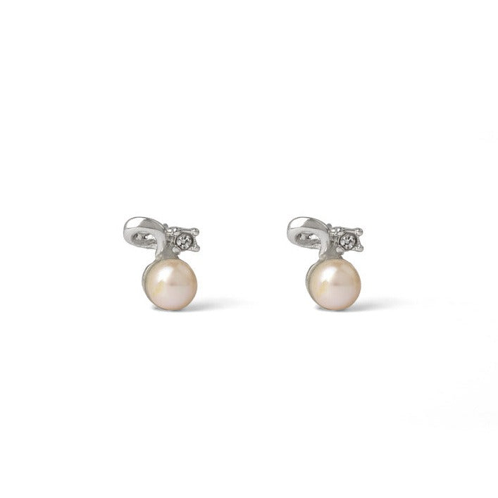 Modernist Curve Pearl Stud Earrings