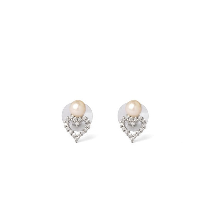 Heartfelt Sparkle Pearl Drop Earrings