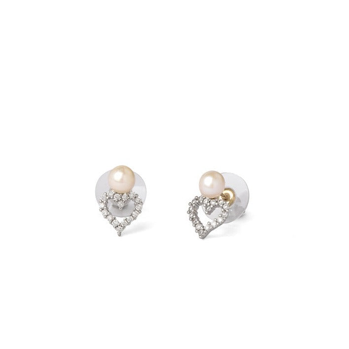 Heartfelt Sparkle Pearl Drop Earrings