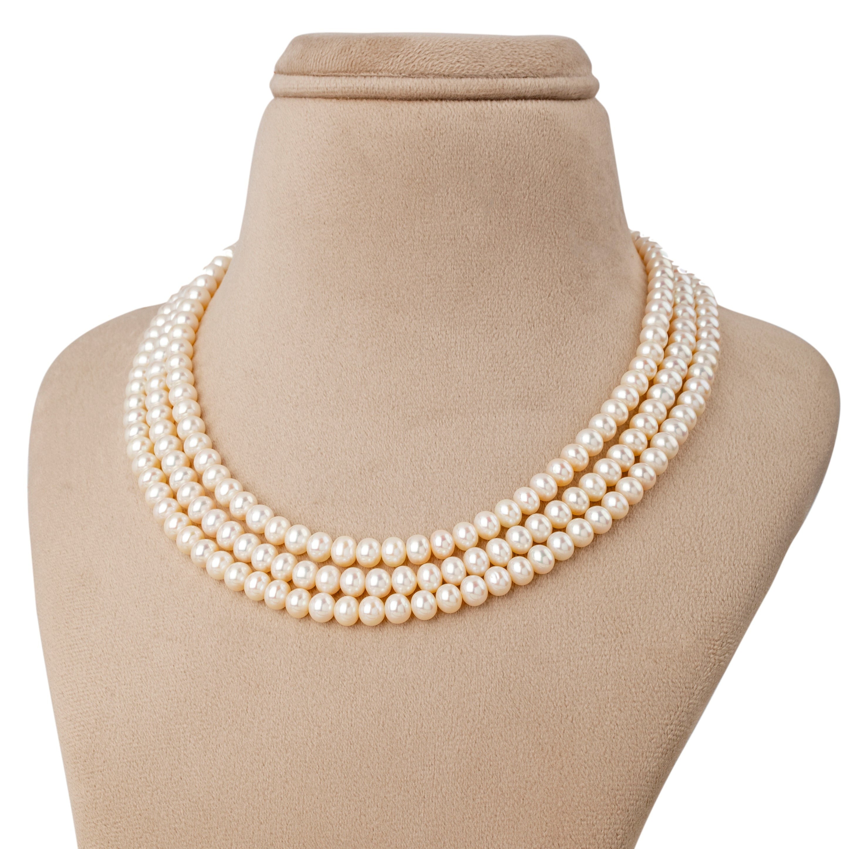 Freshwater Small White Beauty 3-line Pearl Necklace