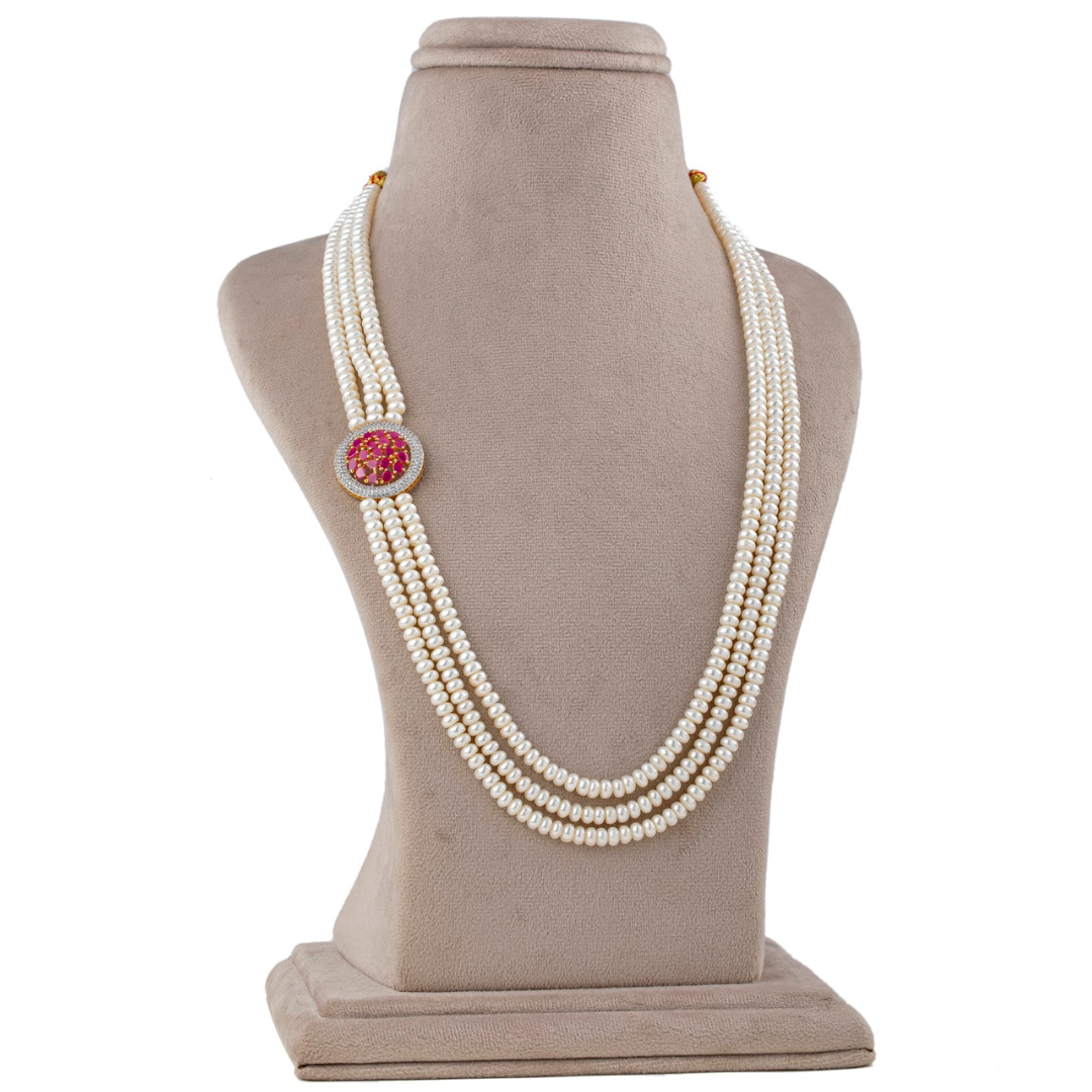 White & Red Freshwater Pearl Jewelry Set