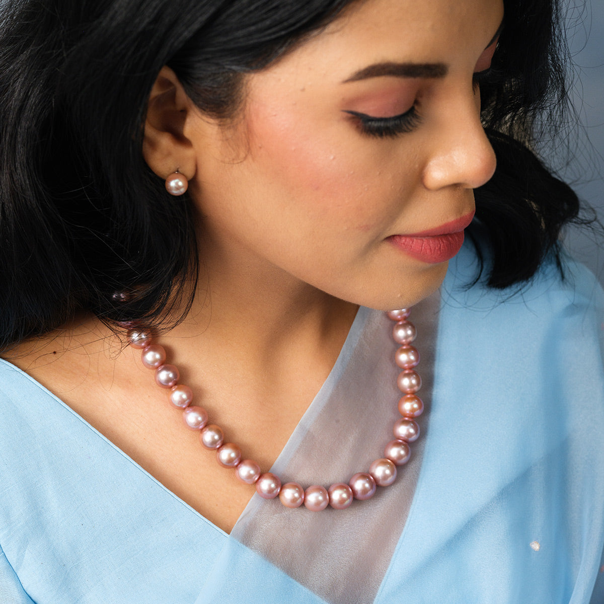 Freshwater Elegant LUST Pink Pearl Necklace