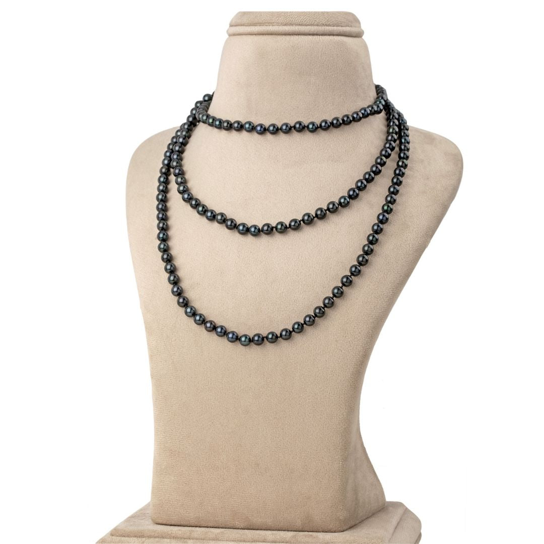 Long Freshwater OPERA  Black Beauty Pearl Necklace 1
