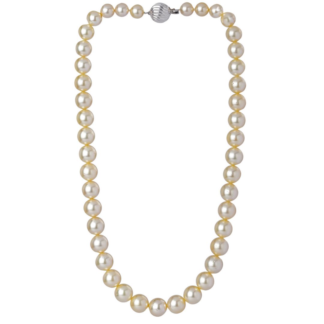 Pearlescent Brilliance Single Strand Golden pearl Necklace