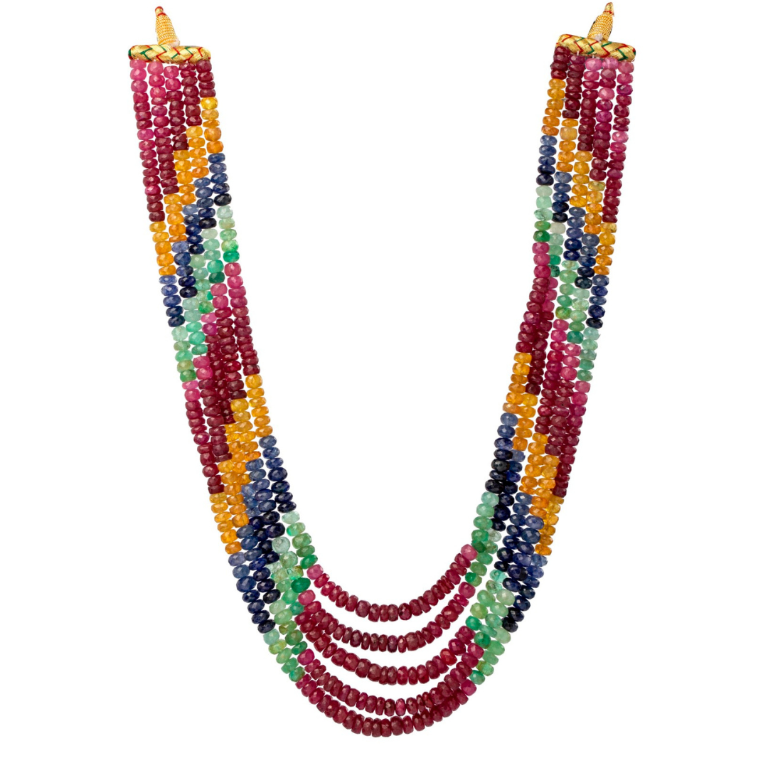 Prismatic Panache 5-Line Multicolor Precious gemstone Necklace 1