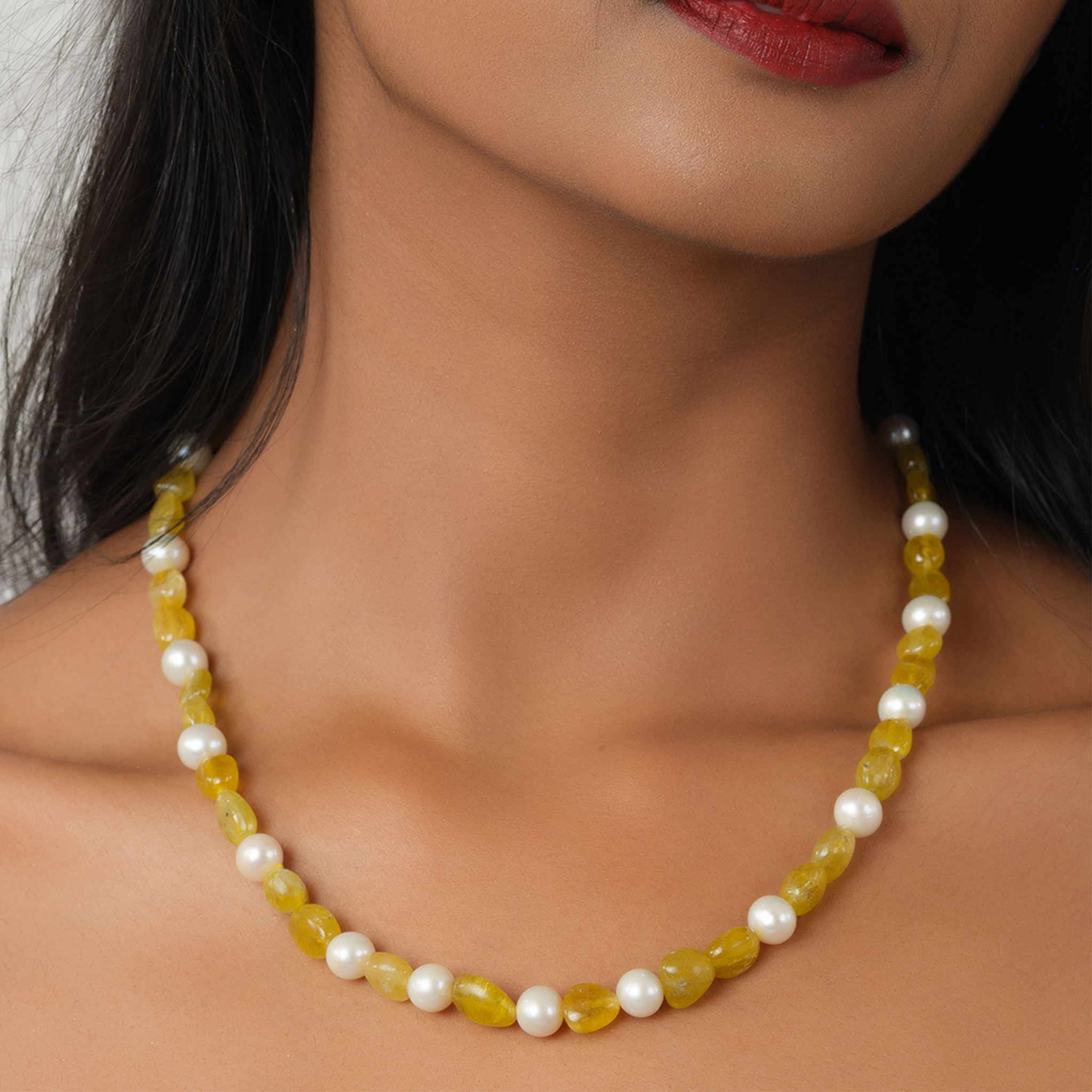 Sunshine Beads and Freshwater Pearl Necklace