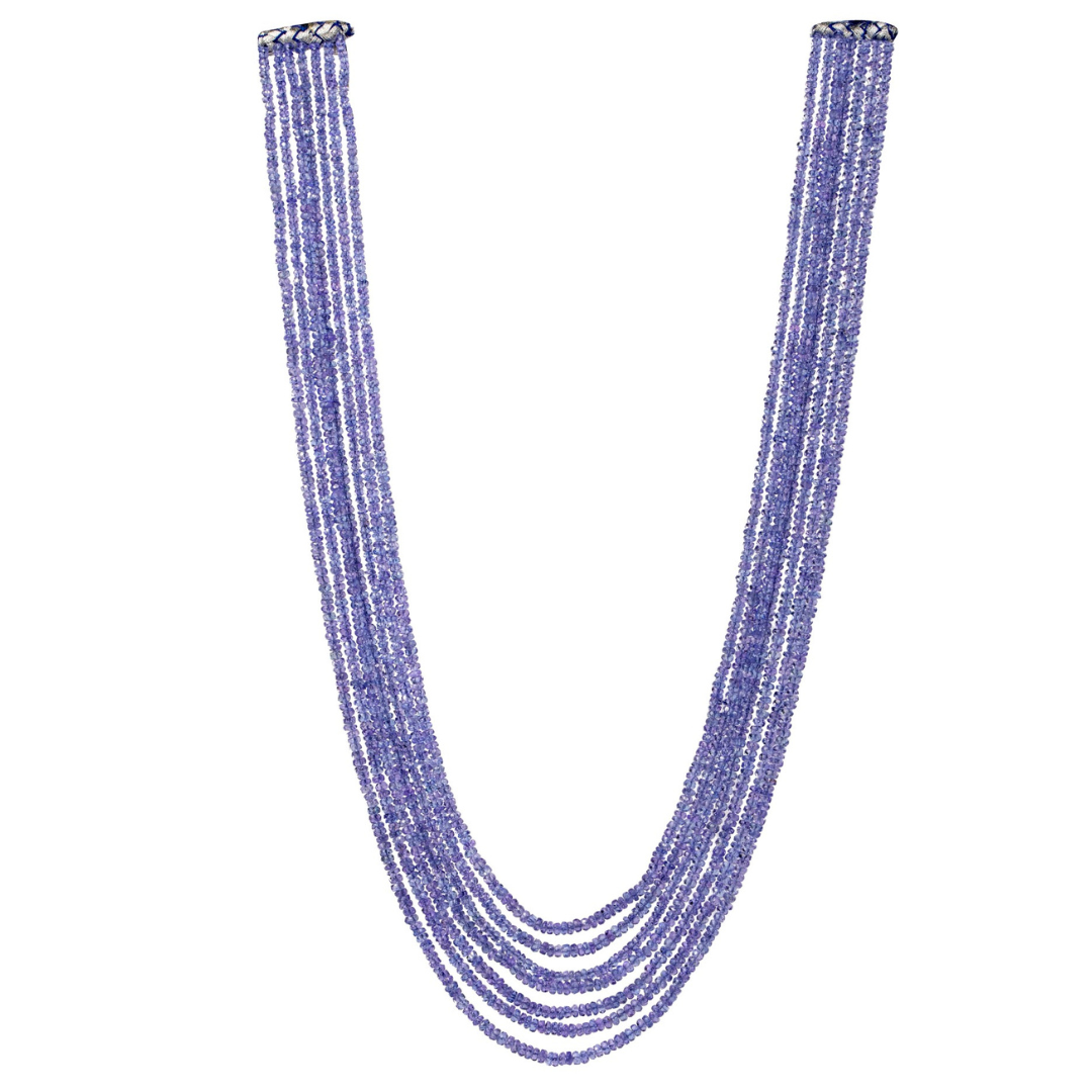 Twilight Blue Splendor: Seven-Line Tanzanite Necklace